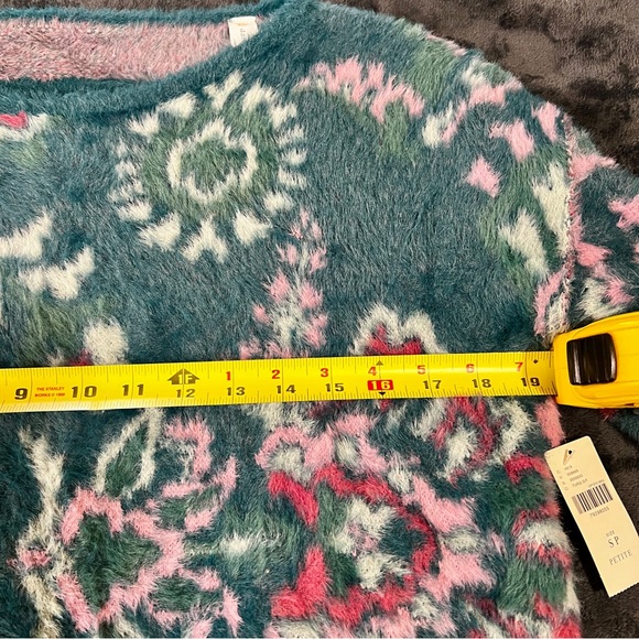 New Wms Anthropologie Daily Practice Boho Floral Furry Cutout Tie Sweater S - Picture 12 of 14